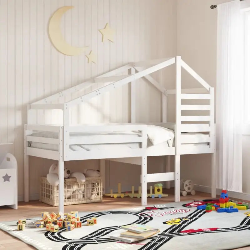 Kinderbedhuisje met open zijdeur van massief grenenhout - Accessoires voor bedden