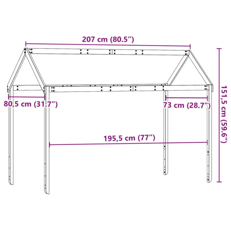 Kinderbedhuisje met open zijdeur van massief grenenhout - Accessoires voor bedden