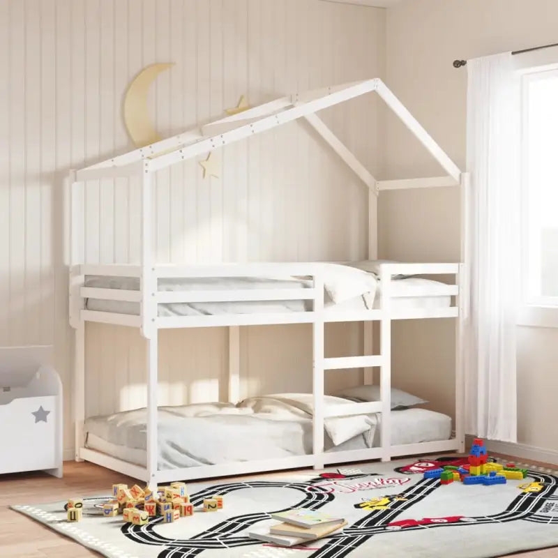 Kinderbedhuisje met open zijdeur van massief grenenhout - Wit / 203 x 80.5 x 142 cm - Accessoires voor bedden