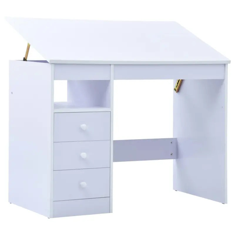 Kinderteken- en schets tafel met open schap voor plezier en functionaliteit - Wit - Schets- & tekentafels
