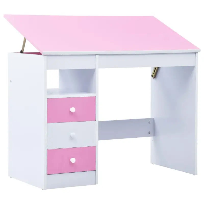 Kinderteken- en schets tafel met open schap voor plezier en functionaliteit - Roze - Schets- & tekentafels