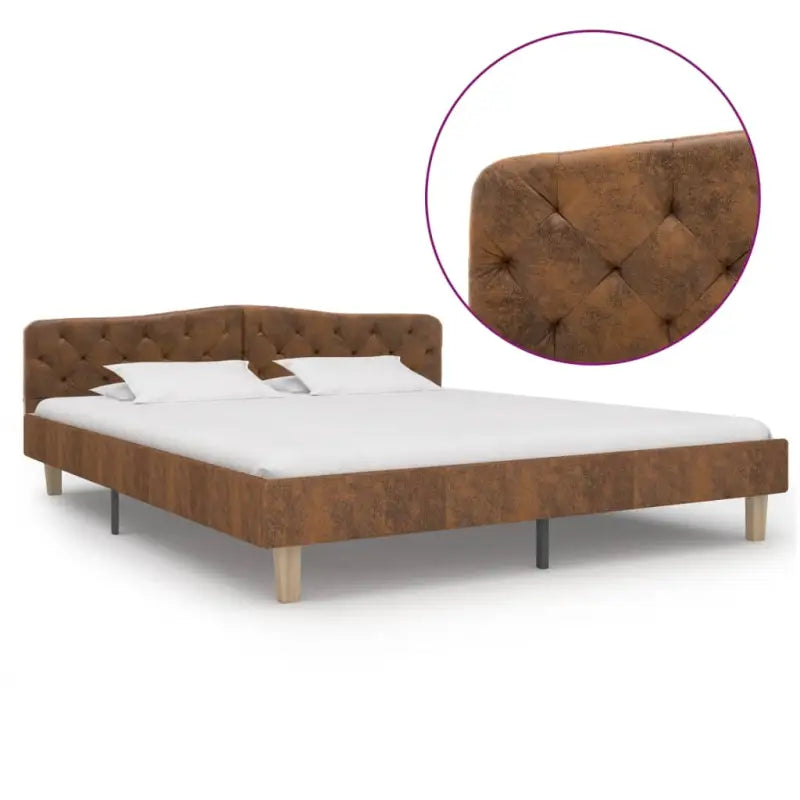 Klassiek bedframe met gepoedercoat stalen poten en elegante charme - Bruin / 180 x 200 cm - Bedden & bedframes
