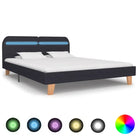 Klassiek bedframe met houten poten en kleurrijke LED-verlichting - Donkergrijs / 150 x 200 cm - Bedden & bedframes