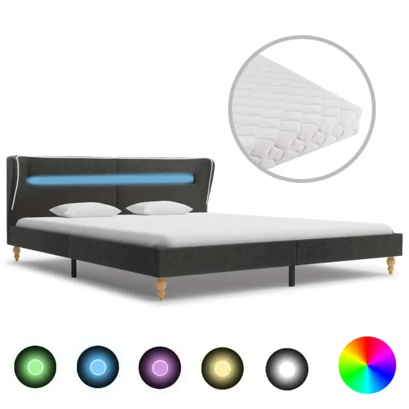 Klassiek bedframe met LED-verlichting en massief houten poten - 180 x 200 cm - Bedden & bedframes
