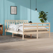 Klassiek bedframe met massief grenenhout en multiplex lattenbodem - Bedden & bedframes