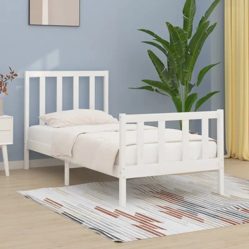 Klassiek bedframe met massief grenenhout en multiplex lattenbodem - Wit / 75 x 190 cm - Bedden & bedframes