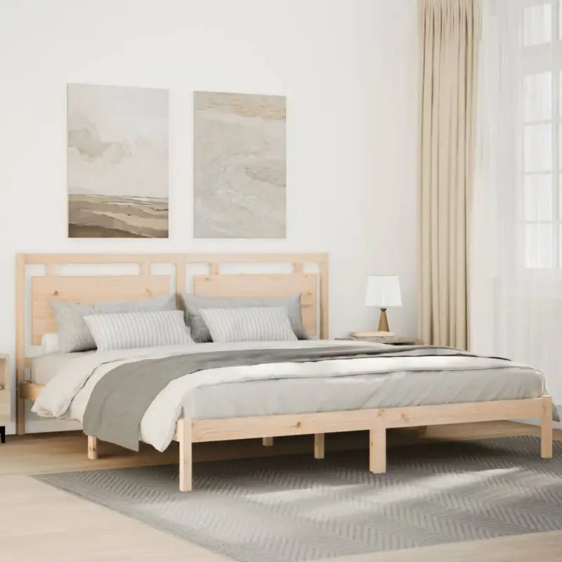 Klassiek bedframe met multiplex lattenbodem en massief grenenhout - Naturel / 180 x 210 cm - Bedden & bedframes