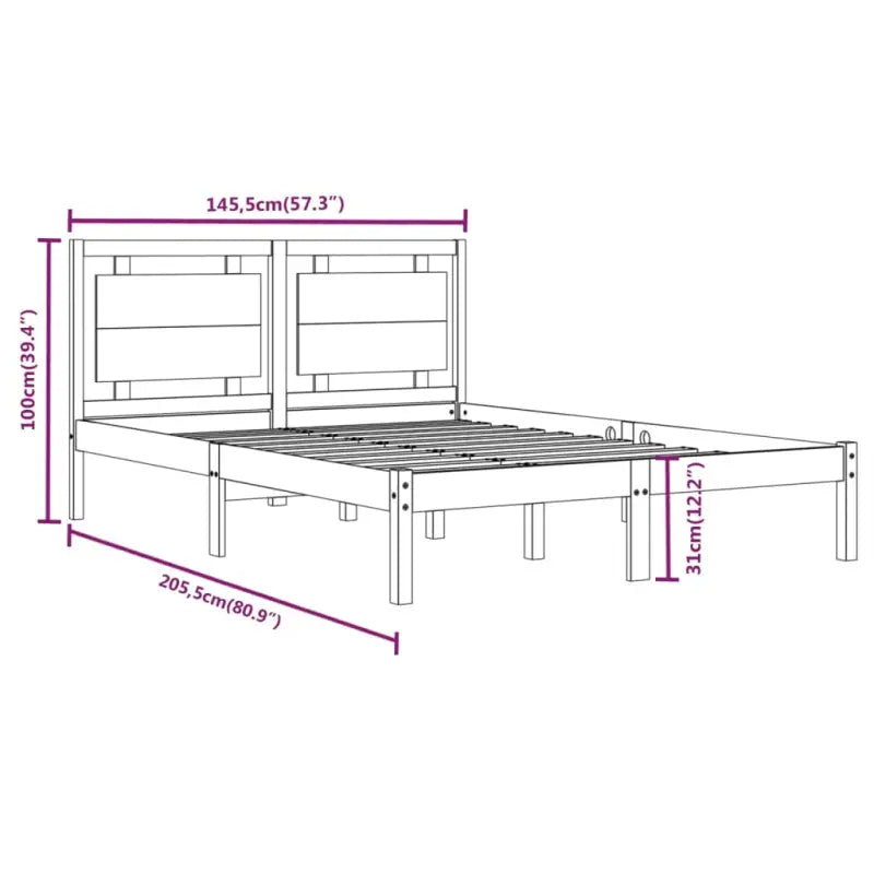 Klassiek bedframe met multiplex lattenbodem en massief grenenhout - Bedden & bedframes