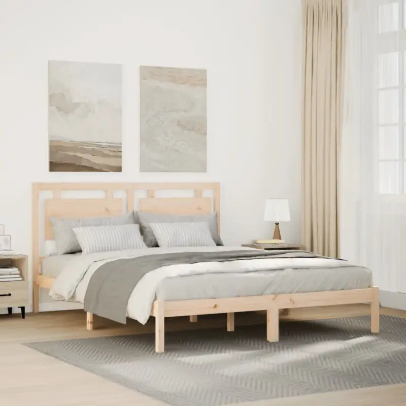 Klassiek bedframe met multiplex lattenbodem en massief grenenhout - Bedden & bedframes