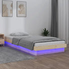 Klassiek bedframe van massief grenenhout met kleurrijke LED’s - Naturel / 75 x 190 cm - Bedden & bedframes