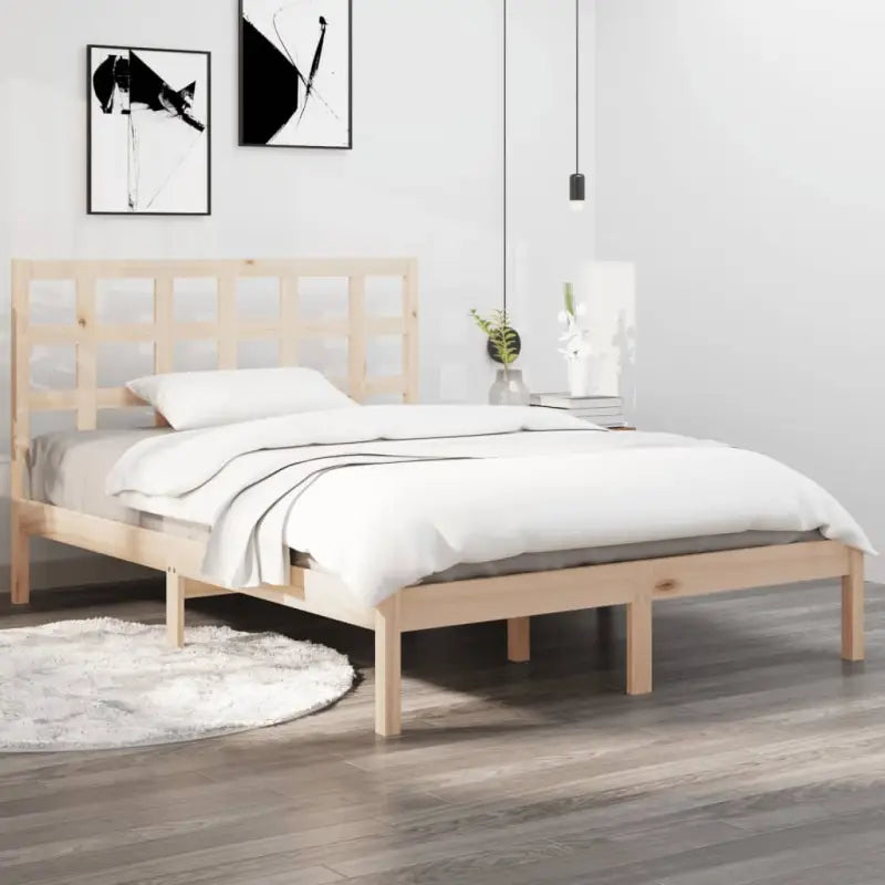 Klassiek bedframe van massief grenenhout voor een tijdloze slaapkamer uitstraling - Naturel / 135 x 190 cm - Bedden &