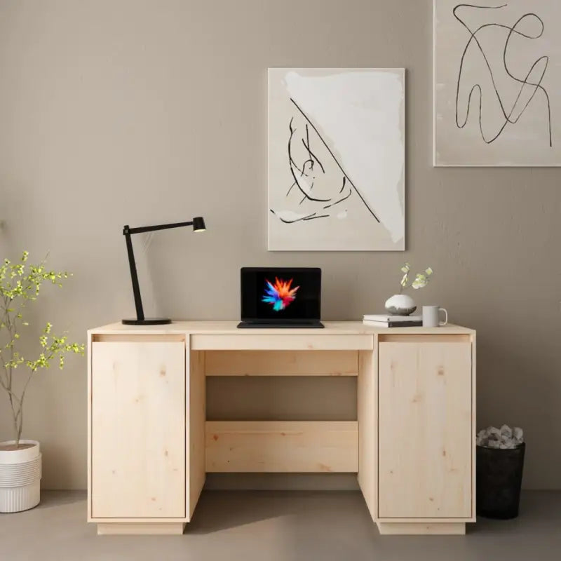 Klassiek bureau van massief Grenenhout voor thuis en kantoor - Naturel - Bureaus
