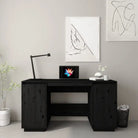 Klassiek bureau van massief Grenenhout voor thuis en kantoor - Zwart - Bureaus