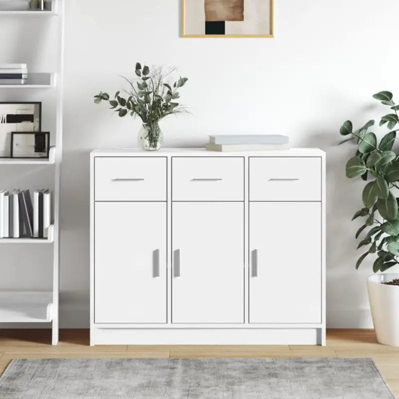 Klassiek dressoir in bewerkt hout met hoogglans wit afwerking - Wit / 1 - Dressoirs & buffetkasten