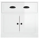 Klassiek dressoir in bewerkt hout met hoogglans wit afwerking - Dressoirs & buffetkasten