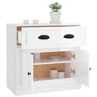 Klassiek dressoir in bewerkt hout met hoogglans wit afwerking - Dressoirs & buffetkasten