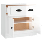 Klassiek dressoir in bewerkt hout met hoogglans wit afwerking - Dressoirs & buffetkasten