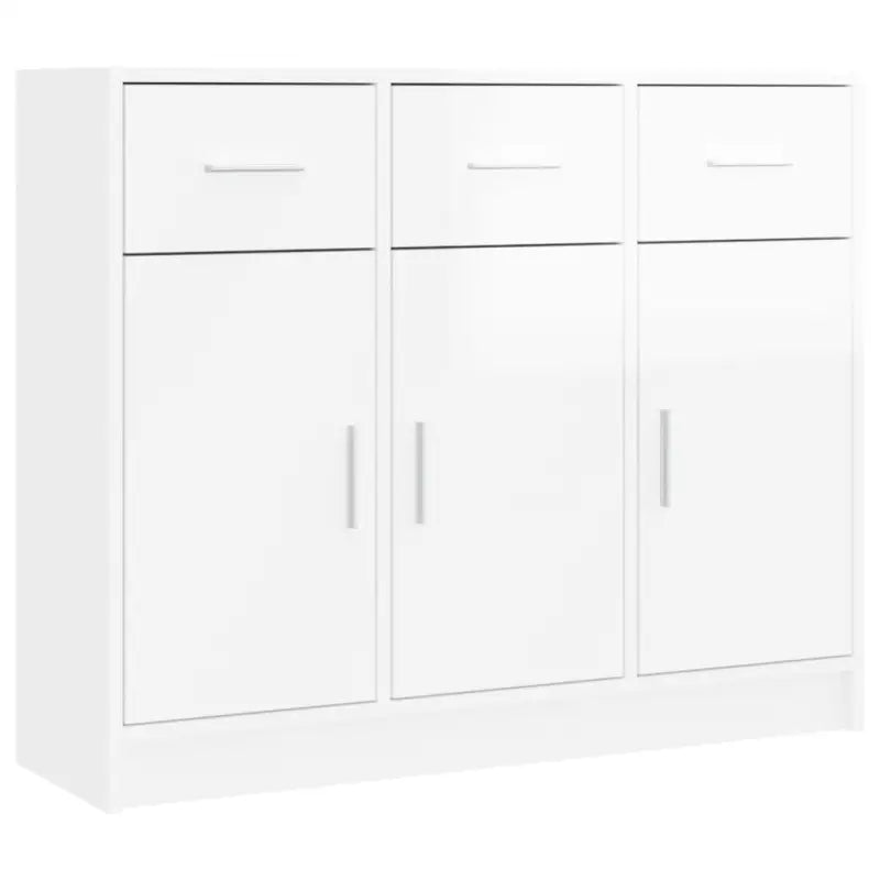 Klassiek dressoir in bewerkt hout met hoogglans wit afwerking - Dressoirs & buffetkasten