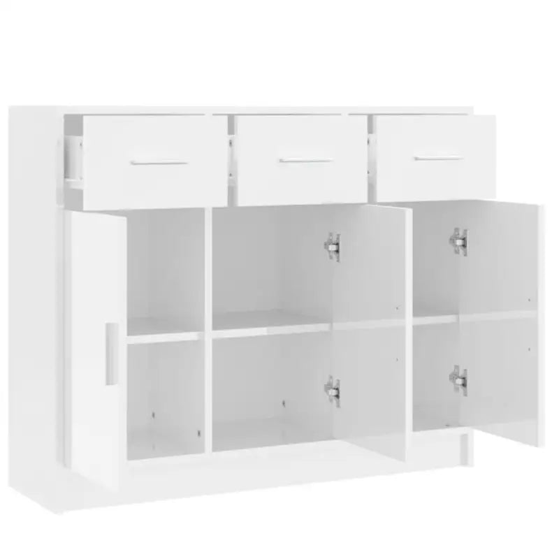 Klassiek dressoir in bewerkt hout met hoogglans wit afwerking - Dressoirs & buffetkasten