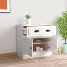 Klassiek dressoir in bewerkt hout met hoogglans wit afwerking - Dressoirs & buffetkasten