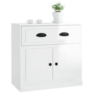 Klassiek dressoir in bewerkt hout met hoogglans wit afwerking - Dressoirs & buffetkasten