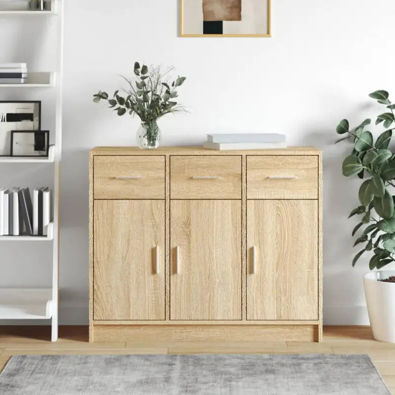 Klassiek dressoir in bewerkt hout met hoogglans wit afwerking - Sonoma eiken / 1 - Dressoirs & buffetkasten