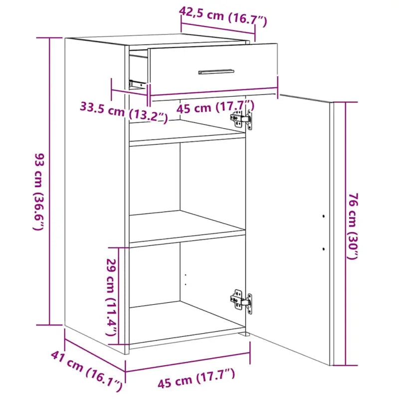 Klassiek dressoir in grijs Sonoma van bewerkt hout - Dressoirs & buffetkasten