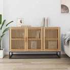 Klassiek dressoir met bewerkt hout en ijzeren poot voor tijdloze stijl - Dressoirs & buffetkasten
