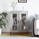Klassiek dressoir met bewerkt hout en ijzeren poten in hoogglans wit - Grijs sonoma / 1 - Dressoirs & buffetkasten
