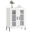 Klassiek dressoir met bewerkt hout en ijzeren poten in hoogglans wit - Dressoirs & buffetkasten