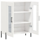 Klassiek dressoir met bewerkt hout en ijzeren poten in hoogglans wit - Dressoirs & buffetkasten