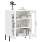 Klassiek dressoir met bewerkt hout en ijzeren poten in hoogglans wit - Dressoirs & buffetkasten