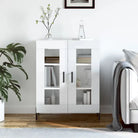 Klassiek dressoir met bewerkt hout en ijzeren poten in hoogglans wit - Hoogglans wit / 1 - Dressoirs & buffetkasten