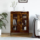 Klassiek dressoir met bewerkt hout en ijzeren poten in hoogglans wit - Gerookt eiken / 1 - Dressoirs & buffetkasten