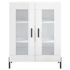 Klassiek dressoir met bewerkt hout en ijzeren poten in hoogglans wit - Dressoirs & buffetkasten
