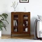Klassiek dressoir met bewerkt hout en ijzeren poten in hoogglans wit - Bruineiken / 1 - Dressoirs & buffetkasten