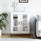 Klassiek dressoir met bewerkt hout en ijzeren poten in hoogglans wit - Wit / 1 - Dressoirs & buffetkasten