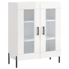 Klassiek dressoir met bewerkt hout en ijzeren poten in hoogglans wit - Dressoirs & buffetkasten