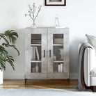 Klassiek dressoir met bewerkt hout en ijzeren poten in hoogglans wit - Betongrijs / 1 - Dressoirs & buffetkasten