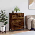 Klassiek dressoir met bewerkt hout en metalen pootjes voor een tijdloze uitstraling - Gerookt eiken / 1 - Dressoirs &