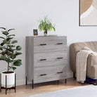 Klassiek dressoir met bewerkt hout en metalen pootjes voor een tijdloze uitstraling - Grijs sonoma / 1 - Dressoirs &