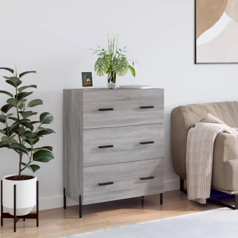 Klassiek dressoir met bewerkt hout en metalen pootjes voor een tijdloze uitstraling - Grijs sonoma / 1 - Dressoirs &