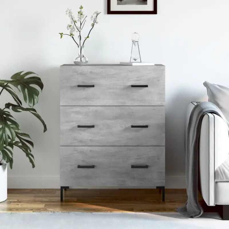 Klassiek dressoir met bewerkt hout en metalen pootjes - Betongrijs / 1 - Dressoirs & buffetkasten