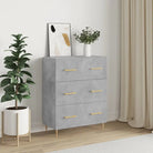 Klassiek dressoir met bewerkt hout en metalen pootjes - Betongrijs / 1 - Dressoirs & buffetkasten