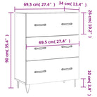 Klassiek dressoir met bewerkt hout en metalen pootjes - Dressoirs & buffetkasten