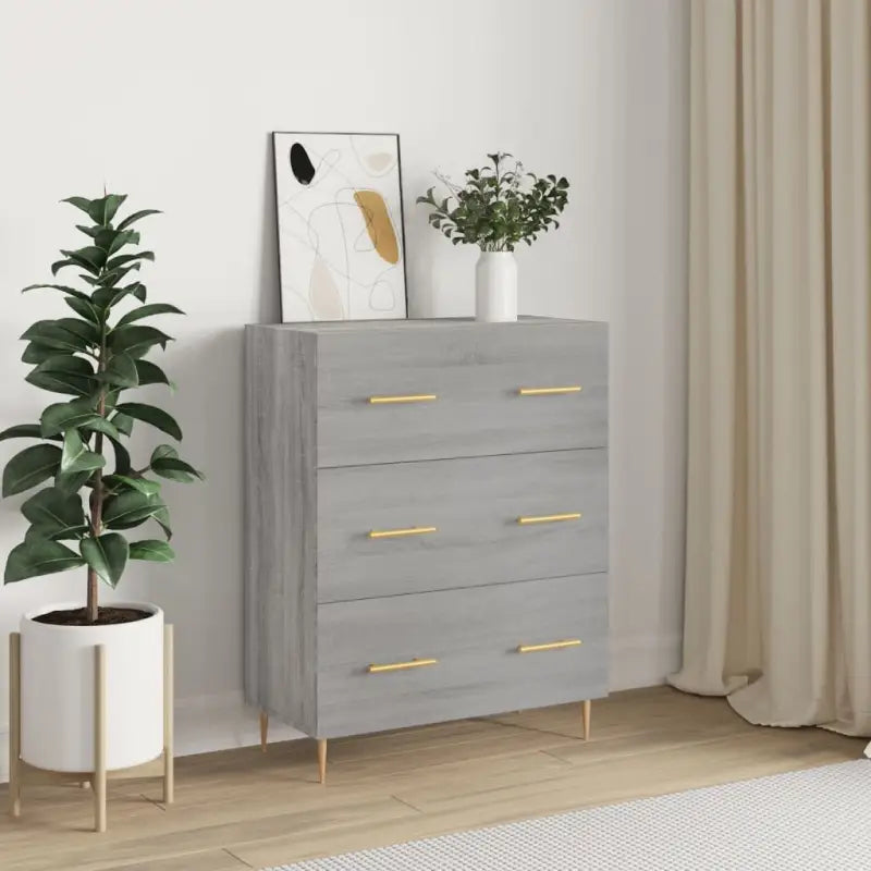 Klassiek dressoir met bewerkt hout en metalen pootjes - Grijs sonoma / 1 - Dressoirs & buffetkasten
