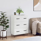 Klassiek dressoir met bewerkt hout en metalen pootjes - Hoogglans wit / 1 - Dressoirs & buffetkasten