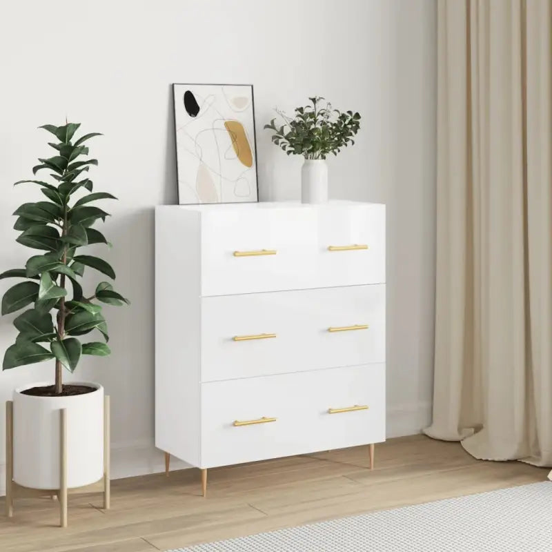 Klassiek dressoir met bewerkt hout en metalen pootjes - Hoogglans wit / 1 - Dressoirs & buffetkasten