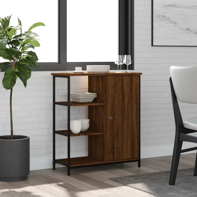 Klassiek dressoir met bewerkt hout en stevig blad met verstelbare poten - bruin eikenkleur / 1 - Dressoirs &