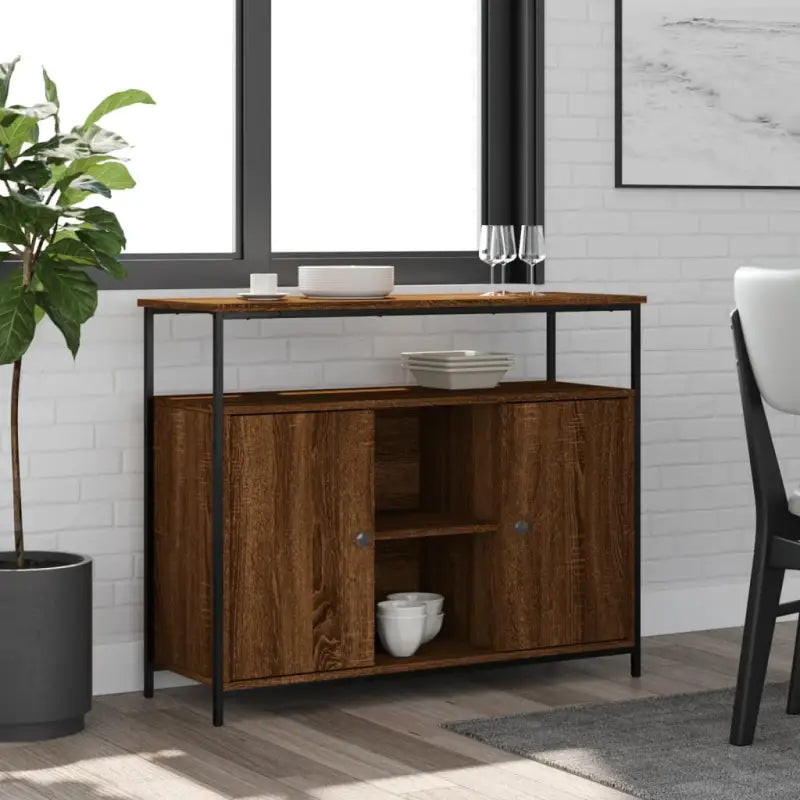 Klassiek dressoir met bewerkt hout en verstelbare poten - bruin eikenkleur / 1 - Dressoirs & buffetkasten